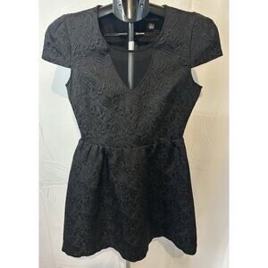 MM Couture | Black‎ Dress, size S, Cap Sleeves. Embossed Design. Classy Evening